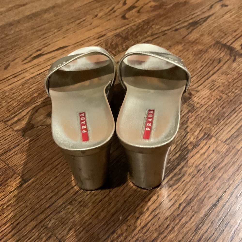 Gold Prada slip on wedges size 38 - Picture 3 of 12